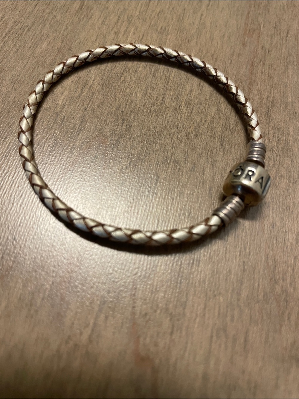 Pandora braided leather bracelet, champagne